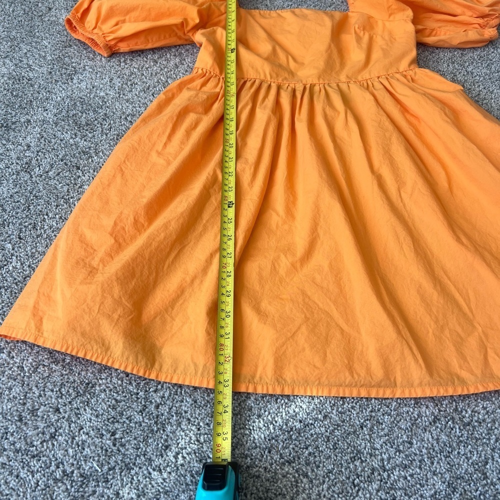 A New Day Women's Puff 3/4 Sleeve Open Back Summer Mini Dress, Orange M Medium - Picture 3 of 13
